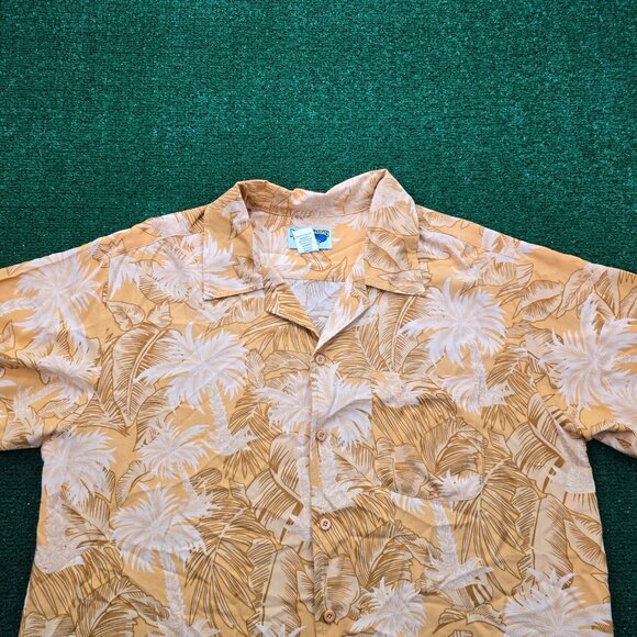 Bermuda Casual by Haband Hawaiian Shirt Mens Large Orange Button Up Tropical - Picture 2 of 8